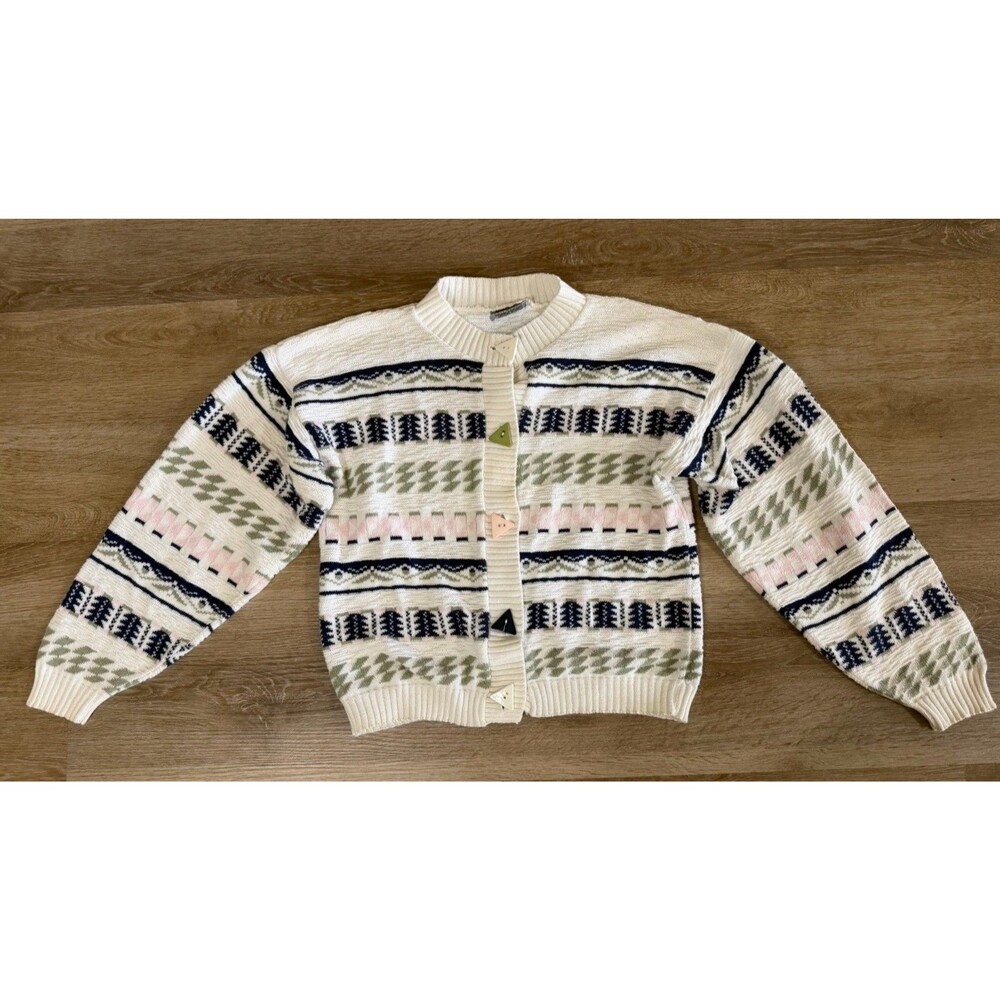 Vintage 90s Adele Knitwear Funky Sweater Grandmacore Women's Small Multicolor